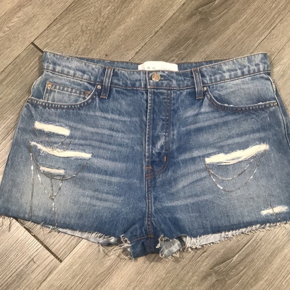 IRO NEW Gacily Chain Embellish Distress DenimShort - Picture 1 of 9
